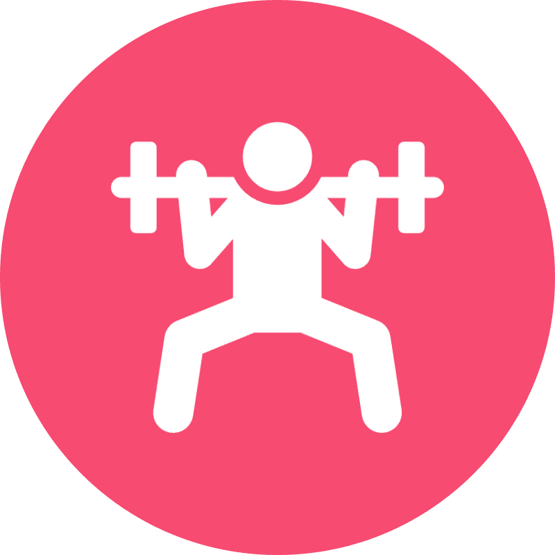 2 Person lifting weights icon on pink background.