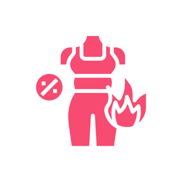 Frame 1618873628 Fitness icon with flames and percentage symbol.